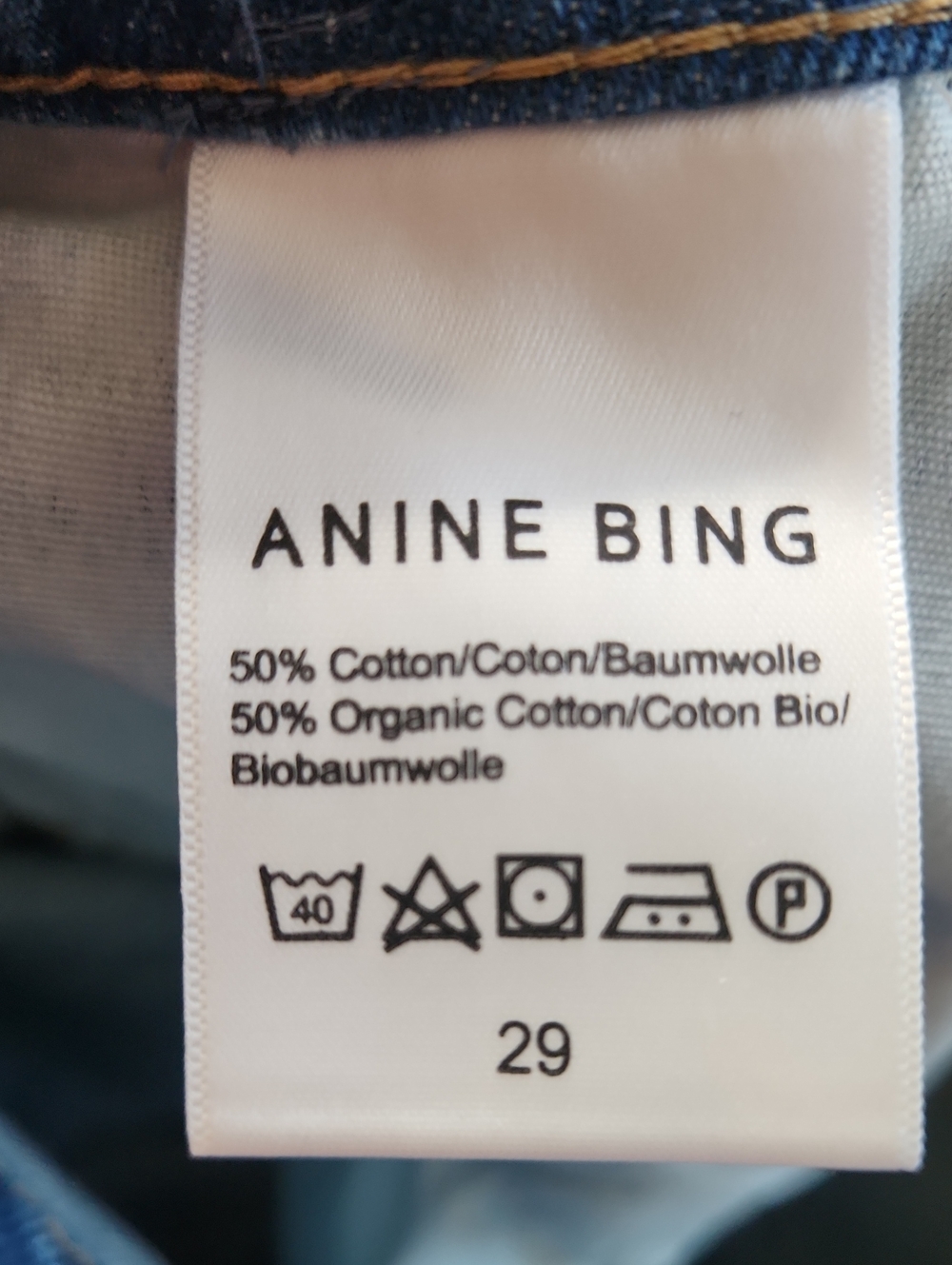 Anine Bing Roy Rigid Cotton Split Hem Jeans in Nordic Blue Size 29 - Picture 12 of 14